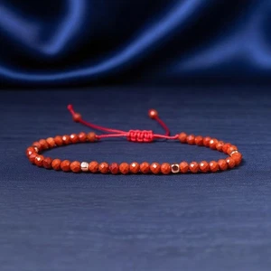 Natural Red Jasper Beaded Bracelet Crystal Healing Protection Dainty Women Gift - Picture 1 of 5