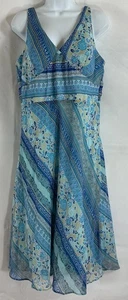 Karin Stevens Petite Größe 14P blau Blumen Midi Etuikleid ärmellos V-Ausschnitt - Bild 1 von 22