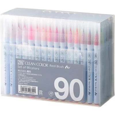 Kuretake Zig Clean Color Real Brush 90 colors set, Brush tip Office Product - Image 1 of 4