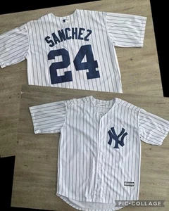 Magestic New York Yankees #24 Gary Sanchez Coolbase MLB Pinstripe Jersey Sz L - Picture 1 of 10