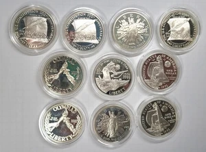 Silver Proof Commemorative Dollar Lot Of 10 - Picture 1 of 2