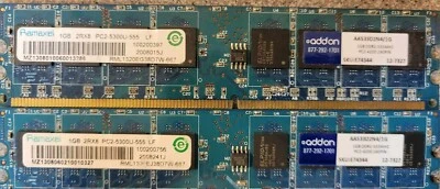 2x 1GB (2GB total) Ramaxel 2RX8 DDR2 PC2-5300U RML1320EJ38D7W-667 Memory - Image 1 of 4