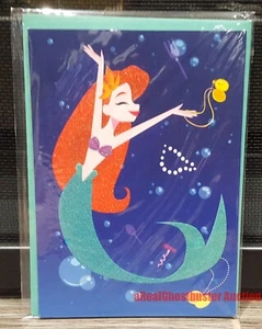 Official Disney Little Mermaid Ariel Embossed Glitter Birthday Greeting Card New - Picture 1 of 7