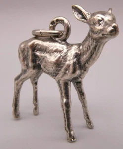 Anhänger Charm Silber 835 alte figürliche Darstellung REHKITZ Charivari - Bild 1 von 4