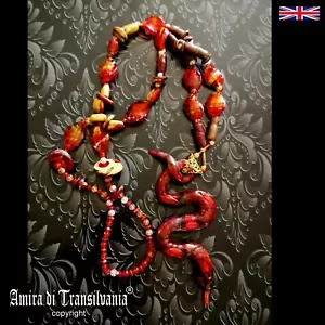 luxury jewelry necklace vintage style pendant woman locket beaded layered snake - Picture 1 of 24