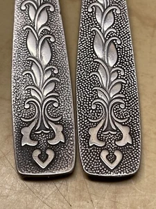 2 Silver Plate Beautiful Textured Handled 7.5” Long Table Forks Russian MH Maker - Picture 1 of 11