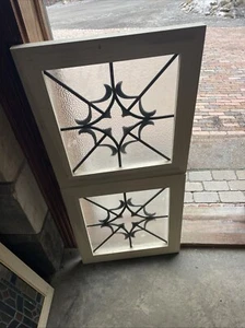 SG4954 Two Av price each antique leaded glass window 20.25 x 21 - Picture 1 of 8