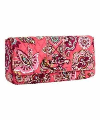 Vera Bradley Knot Just A Clutch Shoulder Bag Pink Paisley Call Me Coral Cotton N - Image 1 of 4