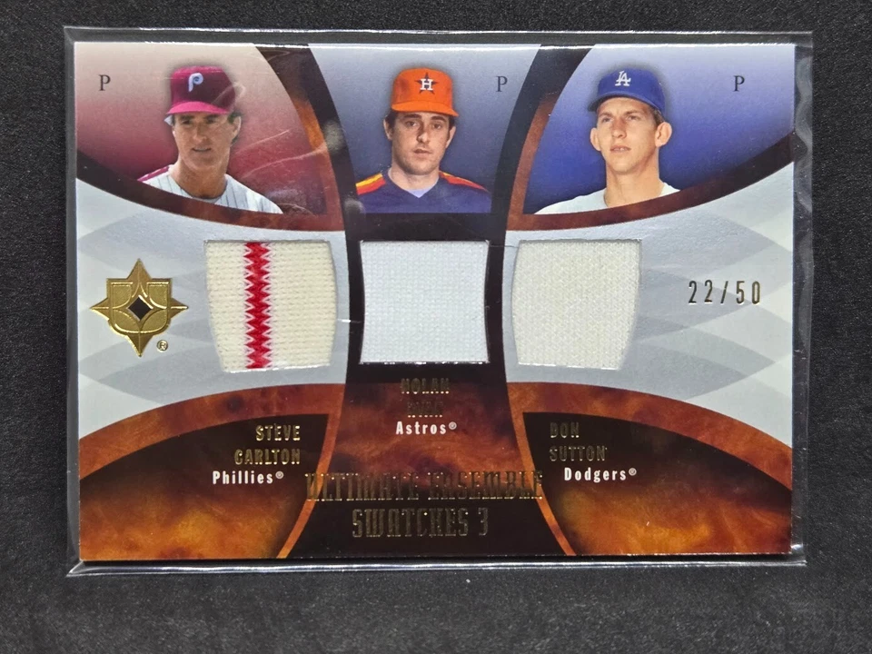 2007 UD Ultimate Collection Steve Carlton Nolan Ryan Don Sutton 22/50 3x JERSEY - Image 1 of 1