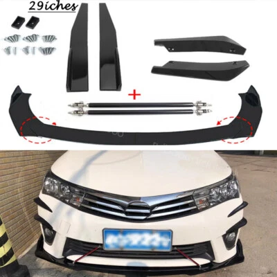 Front Bumper Lip Spoiler Splitter Body Kit + Strut Rods For Toyota Yaris 2004-21 Foto 1 de 4