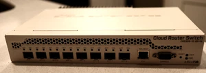 MikroTik 9-Port Desktop Switch, 1 Gigabit Ethernet Port, 8 SFP+ 10Gbps Ports - Picture 1 of 2