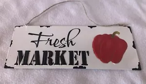 Frischmarkt Schild Gemüse Blech rustikal Bauernhaus Land Bauernhof Paprika - Bild 1 von 1