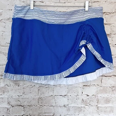 womens plus size swim skirt size 3XL blue white ruffle - Image 1 of 4