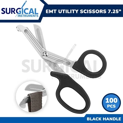 100 tijeras negras EMT (tijeras) vendaje paramédico EMS suministros de rescate 7,25" Foto 1 de 4