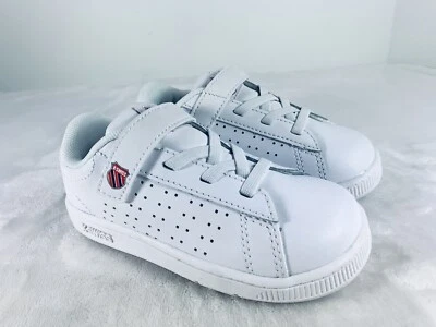 Nuevo zapato K Swiss clásico de caña baja blanco sin cordones niños pequeños bebé talla 8 Foto 1 de 4