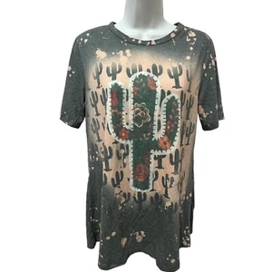 SOUTHERN STITCH Women’s Western Boho Washed Out Cactus Tee, Size Small - Picture 1 of 14