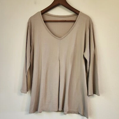 Ropa de dormir para mujer Eileen Fisher de Garnett Hill cuello en V manga 3/4 M beige algodón Foto 1 de 4