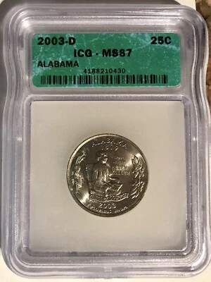 2003 D 25C Alabama State Quarter MS67 ICG - Image 1 of 2