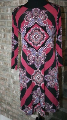 Vestido reto Donna Morgan feminino paisley mangas 3/4 forrado tamanho 2 - Imagem 1 de 4