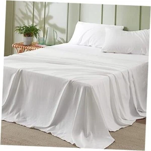 Sheets White - Soft Sheets for Size Bed, 4 Pieces Queen 02 - Bright White - Picture 1 of 7