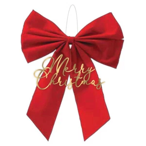 Merry Christmas Party Supplies Gathered Red Bow Hanging Decoration Xmas Festive - Picture 1 of 1