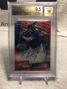 2019 Finest Autograph Red Wave Refractors Kris Bryant #1/5