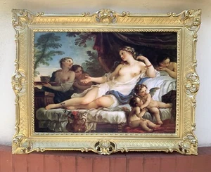 Cuadro con marco oro enmarcado 90x70 mural ángel mujer desnudo barroco - Imagen 1 de 11