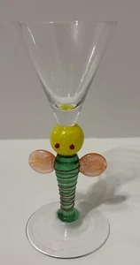 JIRI SUHAJEK Signed Bohemian Czech Art Glass Barware goblet 6.75" butterfly - Picture 1 of 6
