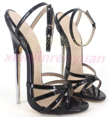 Party Fashion New Womens 18CM Ankle Strap Metal High Heel Sandals Open Toe Shoes - Photo 1/4