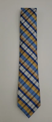 Corbata Nautica - Corbata de seda a cuadros amarilla de 3,5 pulgadas - Formal clásica de negocios para hombre Foto 1 de 4