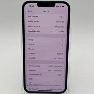 Broken Unlocked Apple iPhone 13 256GB 18.5 MNGE3LL/A LCD Spot - Picture 1 of 9
