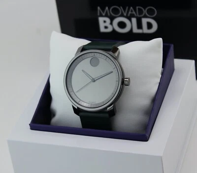 NOVO RELÓGIO MASCULINO AUTÊNTICO MOVADO TENDÊNCIA OUSADA COURO VERDE CINZA GUNMETAL 3600570 - Imagem 1 de 4