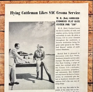 Pubblicità stampa vintage Southwest Airmotive Flying Cattleman Love Field Dallas 1958 - Foto 1 di 7