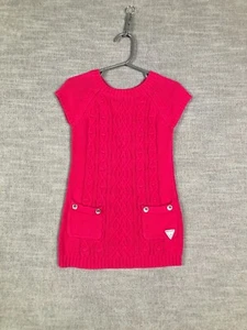 Guess Kids Sweater Dress Girls 3T Toddler Pink Cable Knit Short Sleeve Preppy - Picture 1 of 9