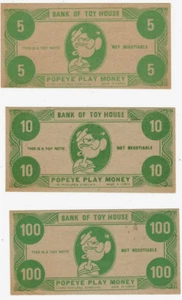 1930 's (ASSORTED DENOMINATIONS) $5 THRU $100 !!! (1930'S) "POPEYE" 3 FOR 1 !!! - Picture 1 of 2