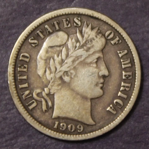 1909 Barber Dime XF..............Lot 9340 Cover