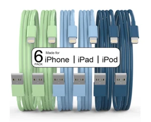 [Apple MFi Certified] iPhone Charger, 6Pack 3/3/6/6/6/9 FT) Lightning Cable - Picture 1 of 6