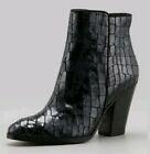 Donald J. Pliner Swift Reptile Croc-Embossed Black Ankle Booties Boots 9.5M