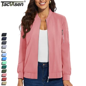 Womens Bomber Jackets Lightweight Casual Travel Jacket Full Zip Fall Windbreaker - Picture 1 of 117