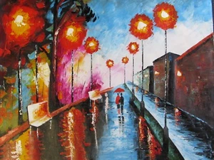 London Paris oil painting canvas colourful city scape original modern art - Picture 1 of 1