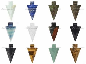 Edelstein 52-54 mm Pfeilspitze Speerspitze Heilstein Kristall Amulett Anhänger - Bild 1 von 54