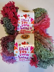 2 Skeins Lion Brand THAT 70s YARN eyelash Super Bulky #606 RIGHT ON Lot #0619 - Picture 1 of 6