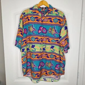 Vintage Nautica Shirt Men's Size XL Multicolor Floral Button Front Half Sleeve - Picture 1 of 4