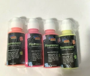 4 Pack Fluorescent Black Light Paint 1 oz Glows Blacklight yellow orange pink - Picture 1 of 5