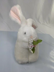 Peluche de conejo blanco Mattel Emotions 9 pulgadas ramo de flores 1986 relleno - Imagen 1 de 9