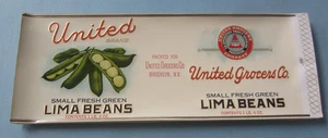 Lot of 50 Old Vintage 1940's - UNITED GROCERS Lima Beans - CAN LABELS - Brooklyn - Picture 1 of 1