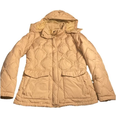 Lands' End  Tan Goose Down Feather Hooded Ski Puffer Jacket S/P 6-8 - Image 1 of 4