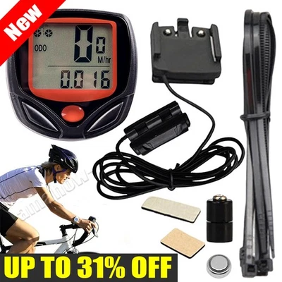 Wired Bike Computer Speedometer Speedo MTB Bicycle Odometer LCD Waterproof NEW - Image 1 of 4