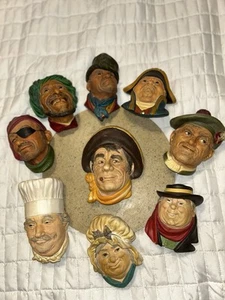 VTG Lot/9 Bossons Chalkware Head Assortment Figure Sculpture Wall Art 60-70’s - Picture 1 of 19