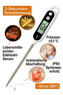 MARKENLOS Fleischthermometer grillthermometer Küchen thermometer kochen bratenthermometer